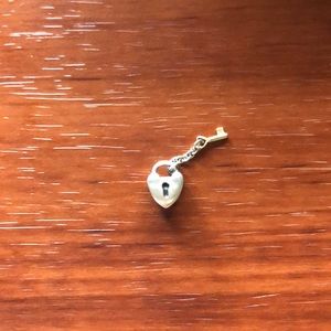Pandora heart lock and key charm, two tone, RARE